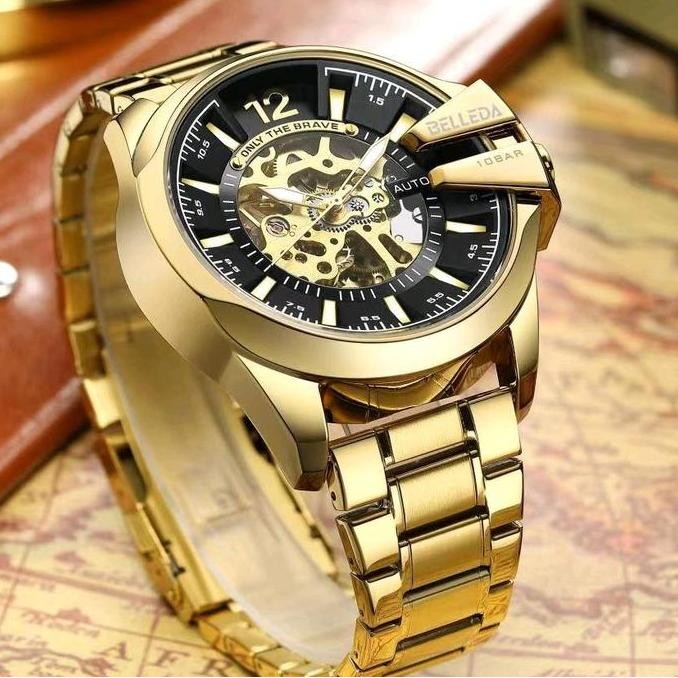 Grosir Promo Buy 1 Get 1 Jam Tangan Pria Belleda  9473 Rantai Automatic Tanpa Batrai Jam Tangan Anti