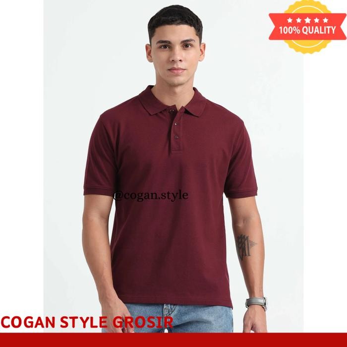 KAOS POLO SHIRT TSHIRT BAJU KERAH DISTRO MAROON MERAH MARUN BANYAK WARNA SABLON BORDIR POLOS CUSTOM 