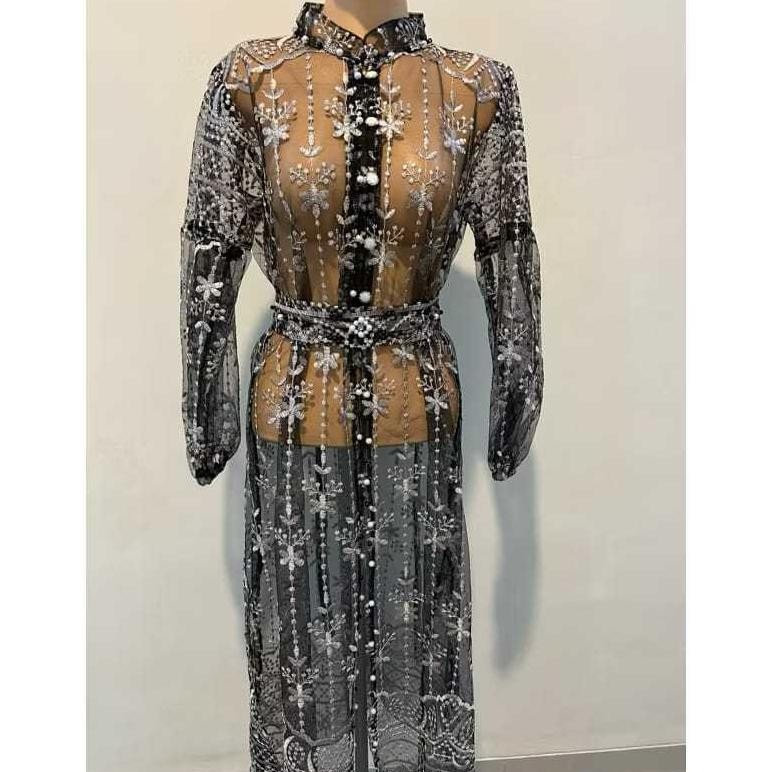 ND Nagita Outer Brukat Dres Gamis Brokat Sapto Kondangan Lebaran Kancing Depan Full Payet