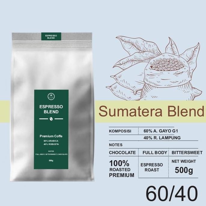 

Kopi Espresso Blend Sumatra A60/R40 500 gr | Biji/Bubuk