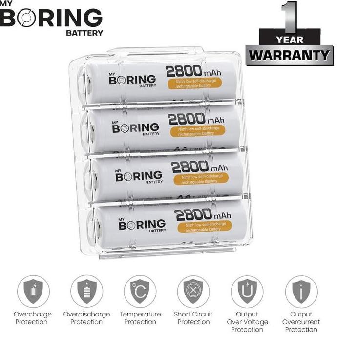 my boring battery aa 2800 mah 4 pack baterai aa rechargeable ori -