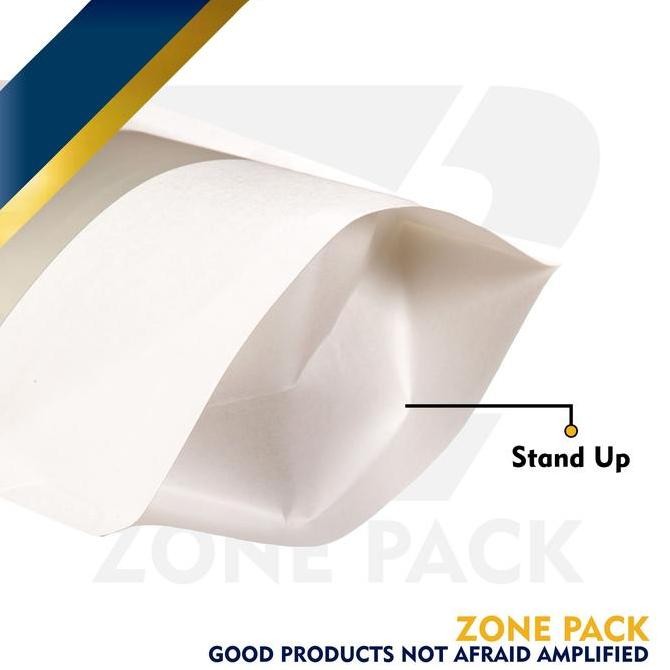 

Produk Baru!! (50 PCS) Standing Pouch Craft Putih | Ziplock Bag Paper Putih | Kemasan Kopi Makanan White