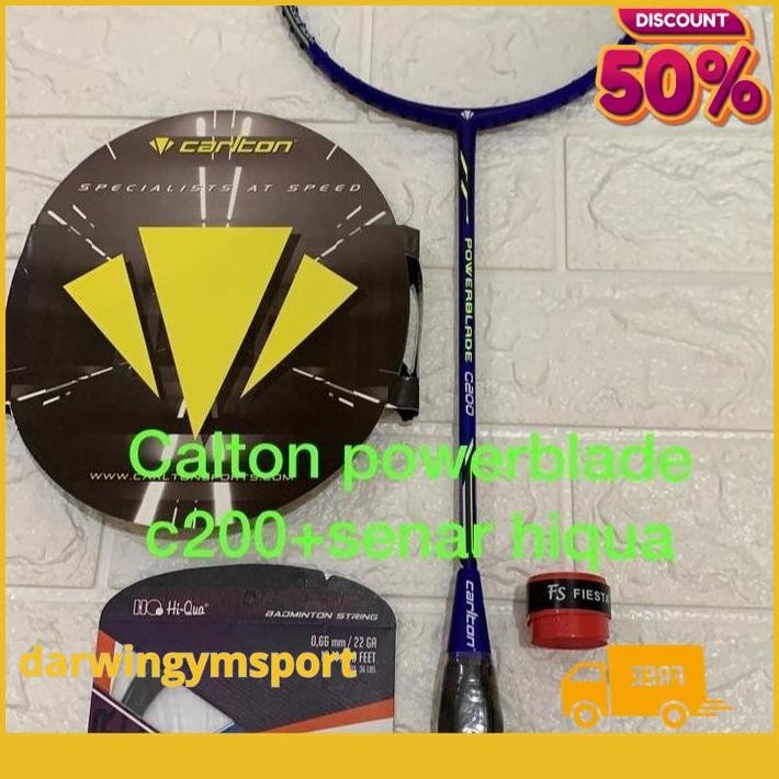 RAKET BADMINTON CARLTON POWERBLADE C200+GRIP+SENAR HIQUA MICRO 66 ORI BEST PRODUK