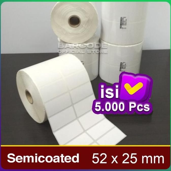 

new label stiker semicoat 52x25mm / 52 x 25 / 52x25 mm 2 line (1 slop)