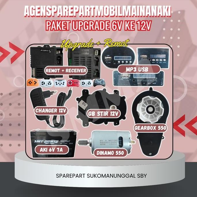 TERMURAH - Set Paket Upgrade Mobil Mainan Aki 6V ke 12V Mobil Mainan Aki Anak