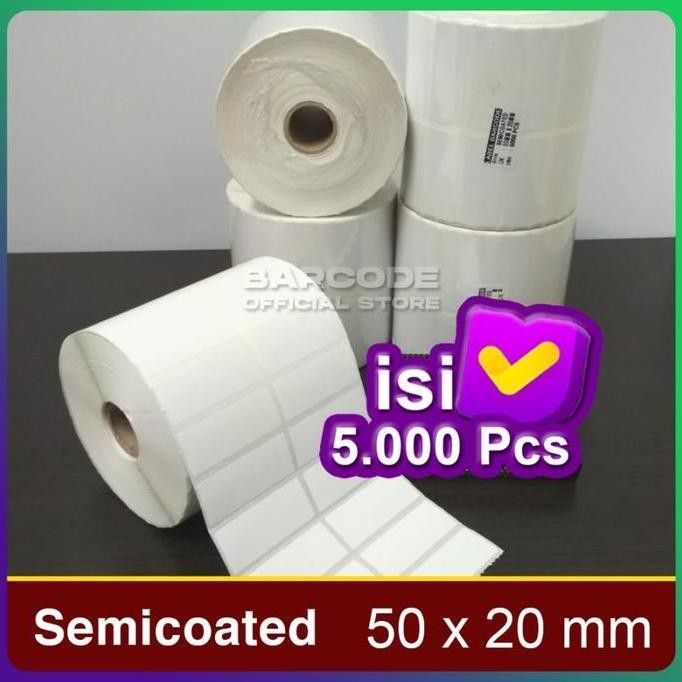 

new label stiker semicoat 50x20mm / 50 x 20 / 50x20 mm 2 line (1 slop)