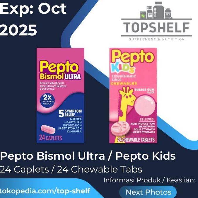 Pepto Bismol Ultra 24 Caps - Maag Asam Lambung Diare Nausea Heartburn