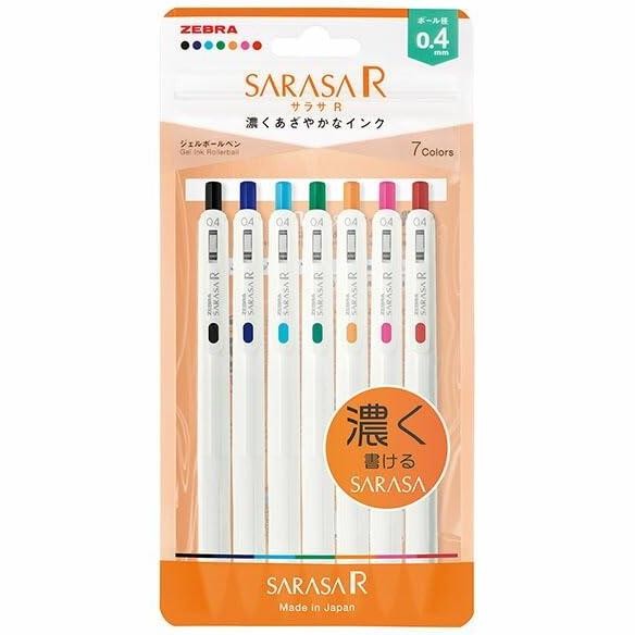 

NEW Zebra Sarasa R 0.4mm Set 7 Colors Limited Edition JJS29-R1-7C