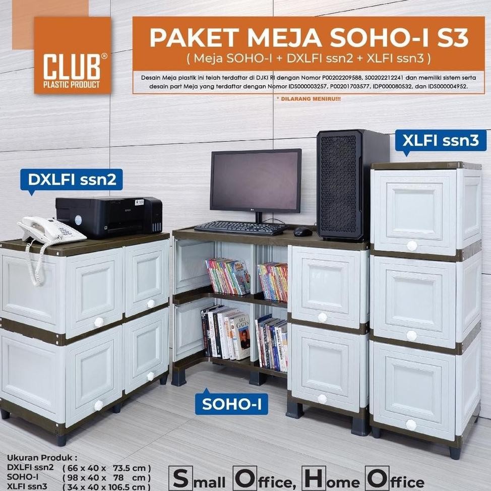 CLUB Meja Kerja Plastik Meja Belajar Anak / Rak Buku Serbaguna Minimalis / Club Meja Soho