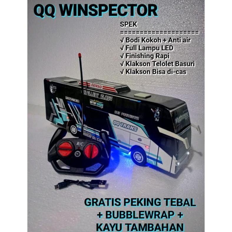 Terlaris Mainan Miniatur Bus Qq Winspector Telolet Basuri Remot Kontrol Lampu Murah