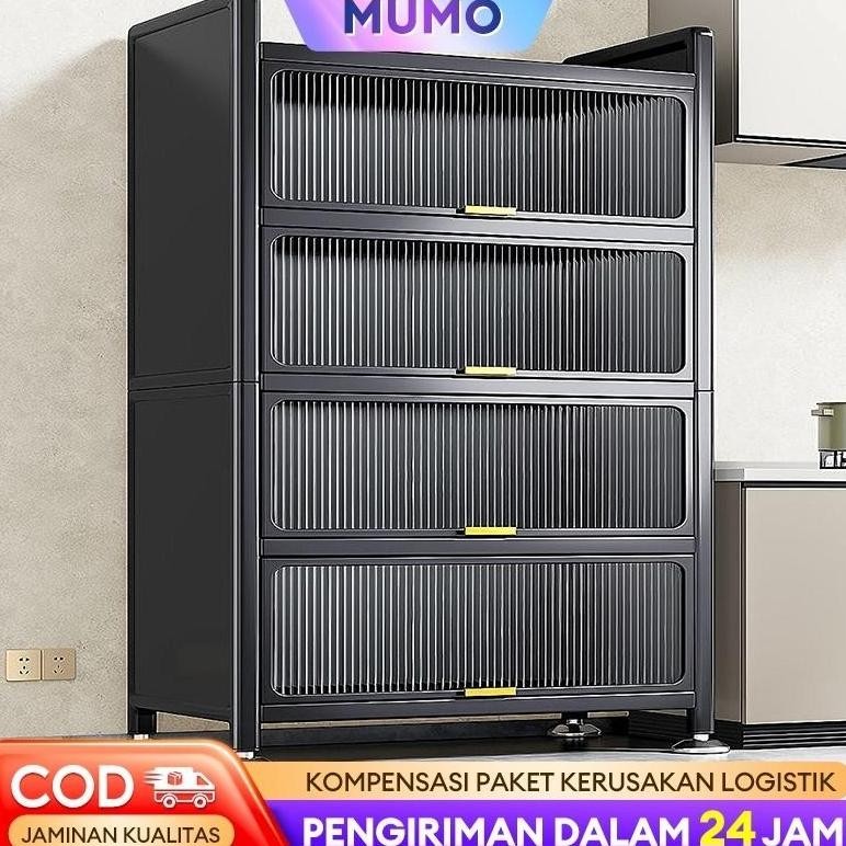 Lemari kabinet dapur Rak Kabinet Dapur Lemari Dapur Dengan Pintu  Lemari Piring Multi-layer Lemari P