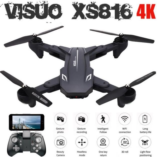 Drone Terbaik 2023 Drone Visuo XS816 4K Camera Original 360 Rotasi Lensa Optical Flow Drone Lipat Pe