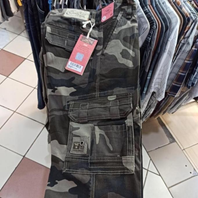 CARDINAL Original Mens Casual Celana Cargo Katun Doreng EBGBR376 KB