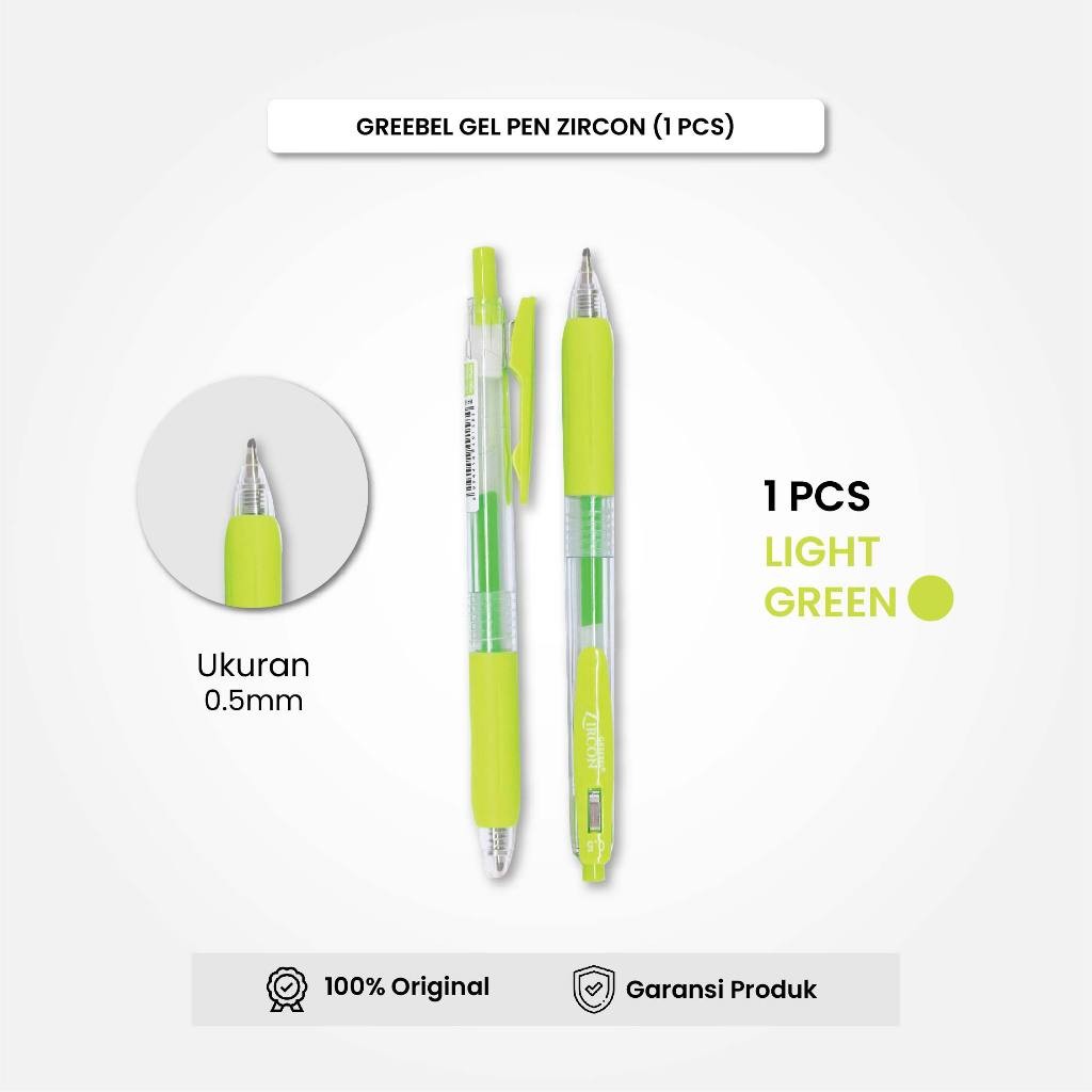 

GREEBEL Gel Pen Pulpen Pena GP-509 Zircon 0.5 Light Green (1PCS) / Pulpen Gel Murah Grosir