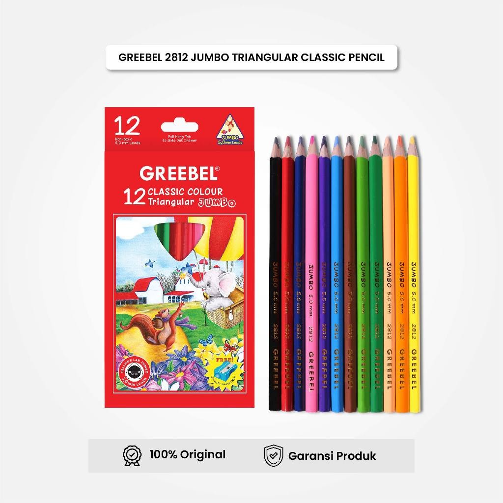 

Pensil Warna / Isi 12 Warna / 2812 Jumbo Triangular Classic Pencil GREEBEL