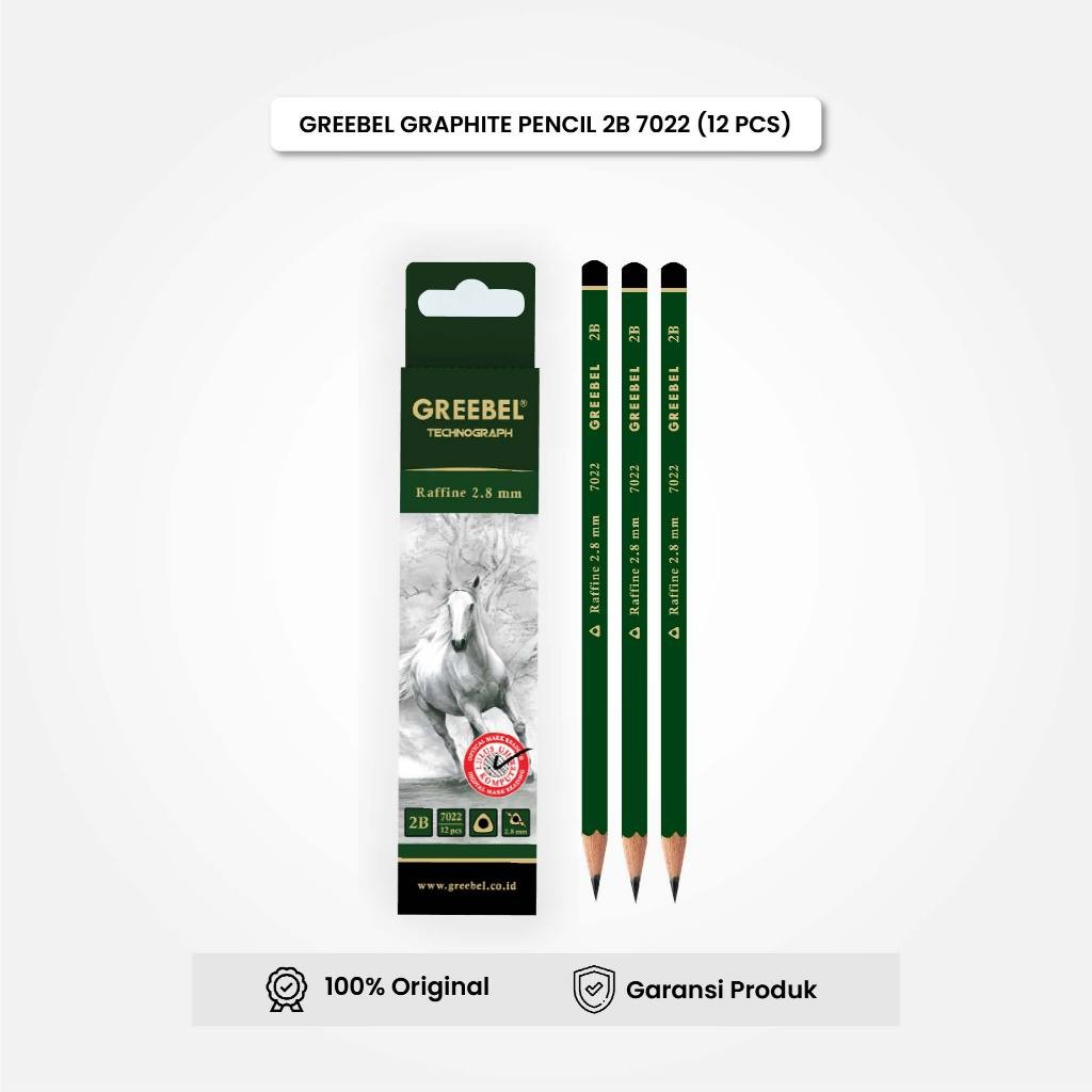

Pensil Tulis 2B 7022 (12 PCS/SET) Pensil Kayu Ujian / Pencil Grafit Graphite / Pensil Gambar GREEBEL