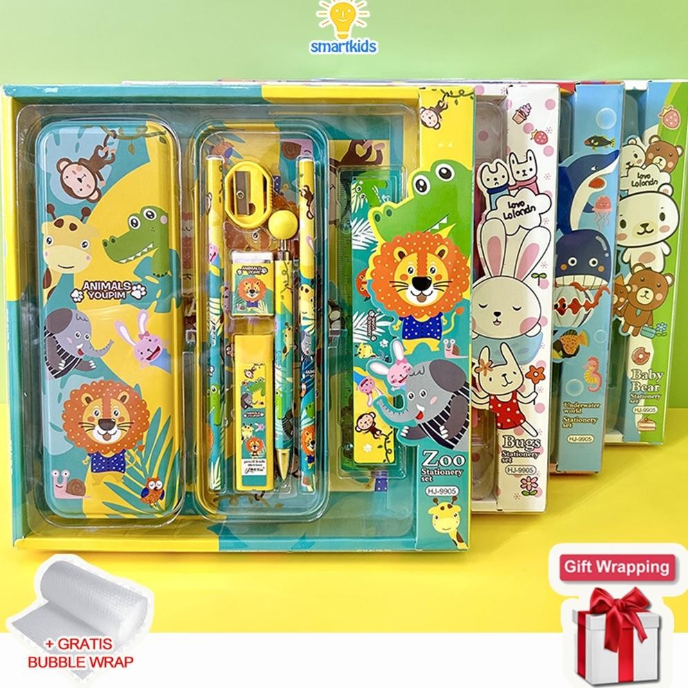 

Um57 Alat Tulis Set Paket Komplit 7 In 1 / Stationery Complete Lengkap / Kotak Pensil Anak / Souvenir Hadiah Kado / Sekolah Karakter Kartun Lucu Animal Hewan / Perlengkapan Tulis / Tempat Pensil