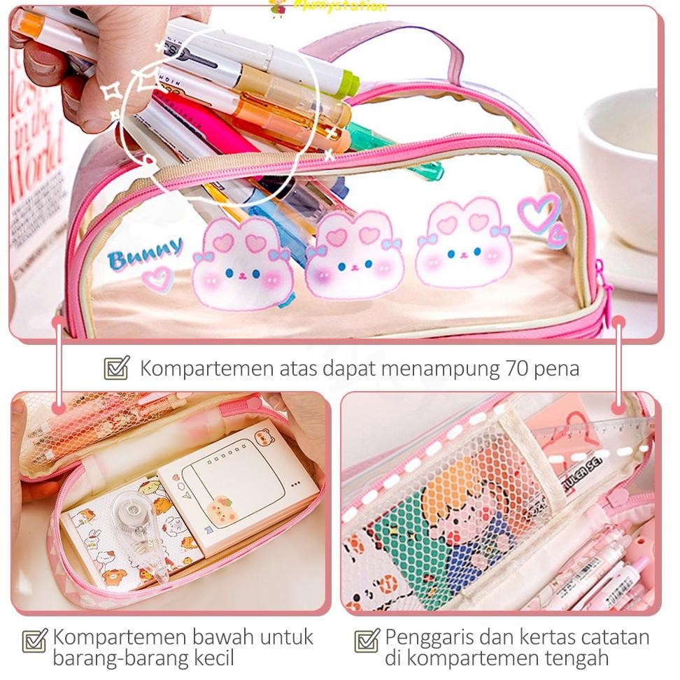 

Ew-45 Mumystation Tas Alat Tulis Transparan Berkapasitas Besar Tempat Pensil Murid Lucu Kotak Pensil Anak