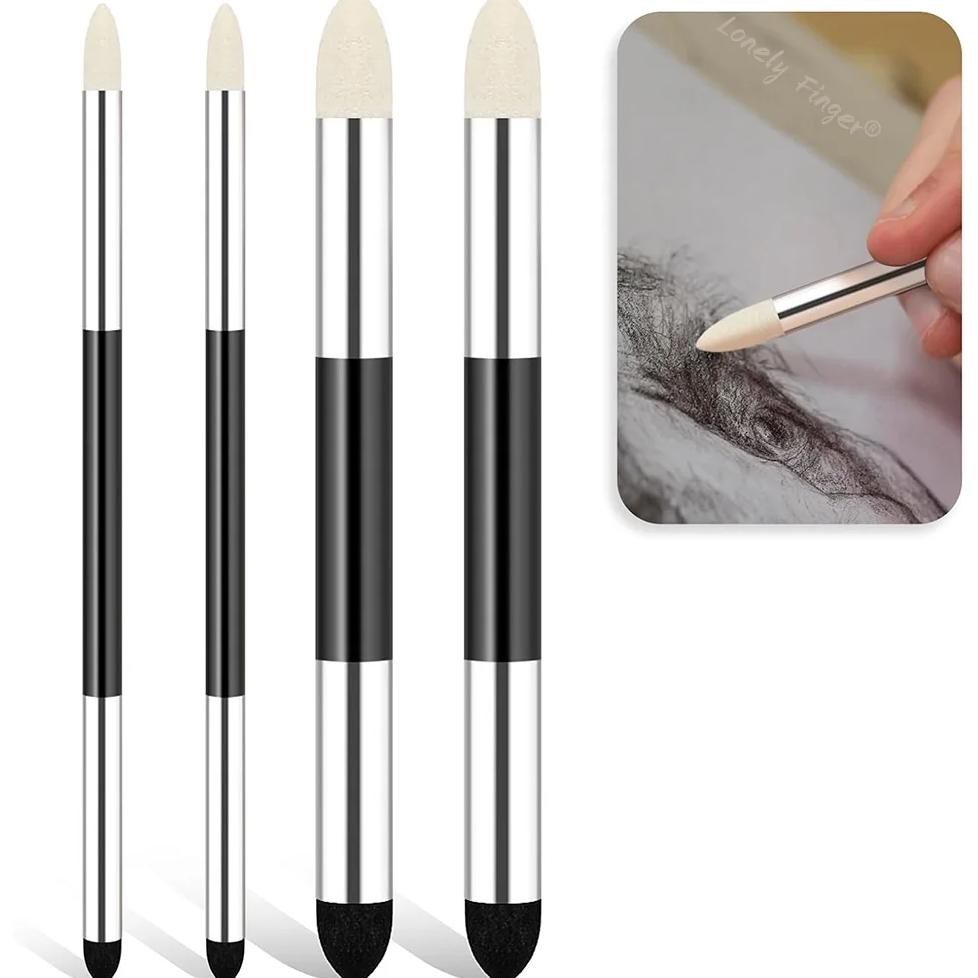 

4Pcs Blending Sponge Pen Dual Tip Reusable Drawing Art Blending Tools Washable Sketch Rubbing For Artist Professional Sketch