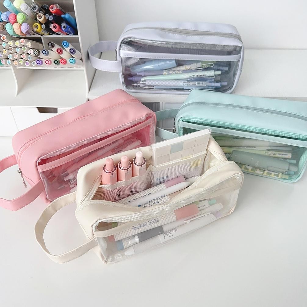 

Am67 Winzige Kotak Pensil Transparan Kapasitas Besar Tempat Pensil Aesthetic Pencil Case Large Pen Pouch Lucu Korea Stationery Organizer Tempat Pensil Anak Perempuan Berwarna-Warni