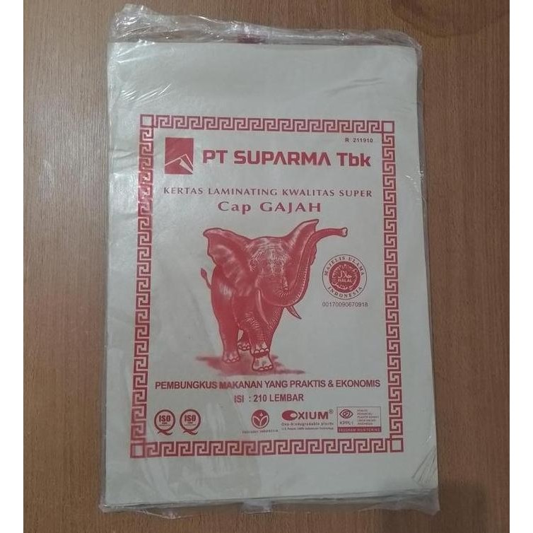

] Kertas Minyak/Nasi Bungkus Coklat 28 x 38 Gajah Merah Isi 210 Lbr
