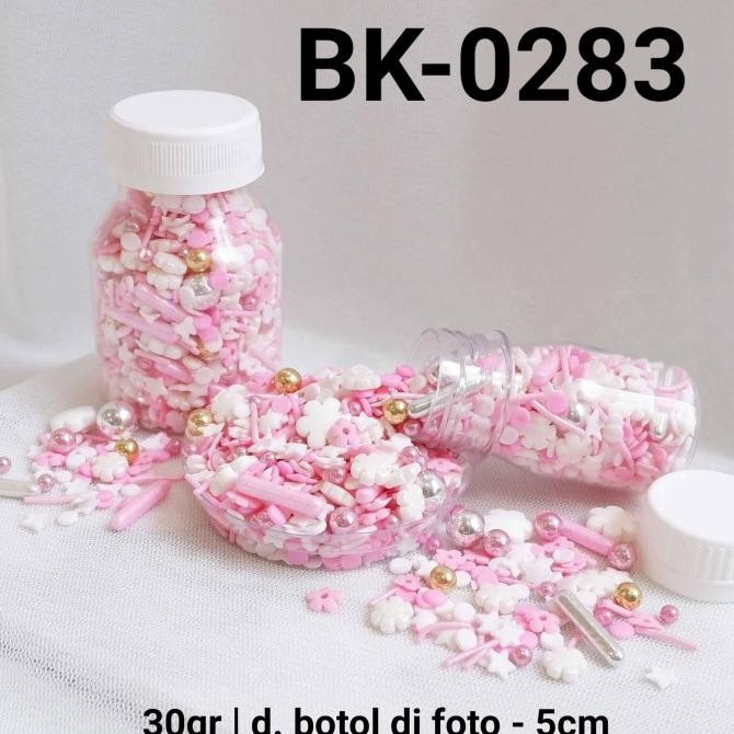 

monggo] BK-0283 Sprinkles sprinkle springkel 30gr bunga putih pink