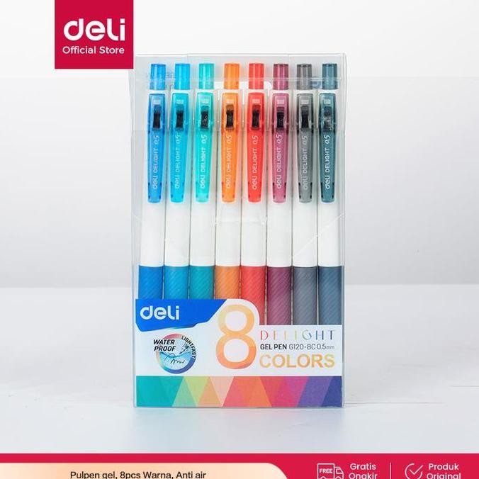 

Termurah Deli Color Gel Pen / Pulpen Gel Warna Isi 8pcs 0.5mm Anti Air EG120-08