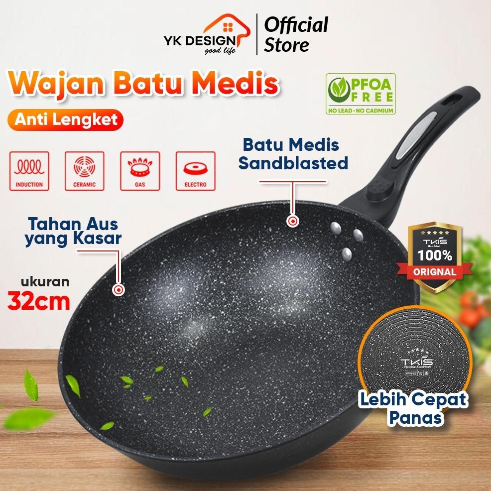 RADEN TKIS BY YK DESIGN Panci Penggorengan 32 CM Wajan Penggorengan Anti lengket Wok Pan TK-822-A01