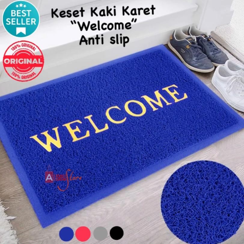 (BISA COD) PROMO Keset Kaki Karet Welcome Keset Lantai Anti Slip / Keset Kamar Mandi Tebal /Keset Ka
