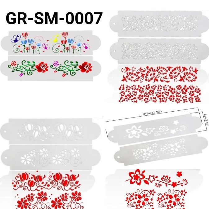 

{{{{}}] GR-SM-0007 Cake stencil stensil sablon pinggiran kue motif daun bunga