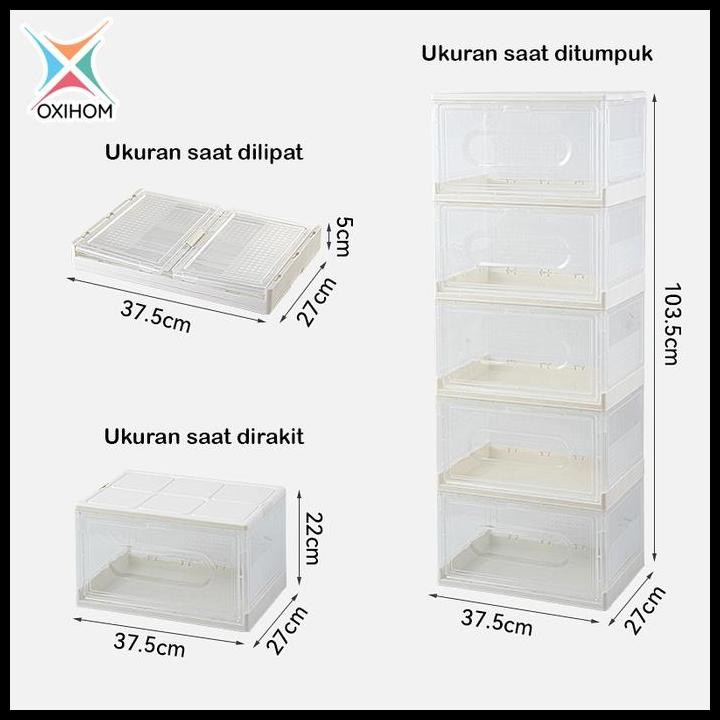 

Oxihom Container Box Lipat Kotak Penyimpanan Folding Storage Box Plastik Mainan Pakaian Terlaris