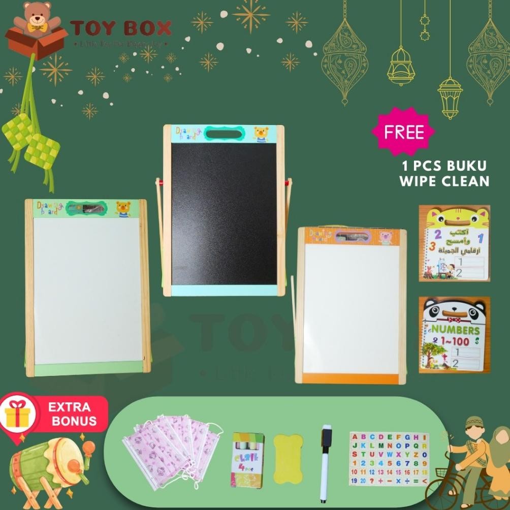 

READY MAINAN 2IN1 PAPAN TULIS ( BLACK DAN WHITEBOARD ) MENGGAMBAR / MENULIS ANAK - MAINAN BELAJAR EDUKASI DRAWING BOARD 2 IN 1