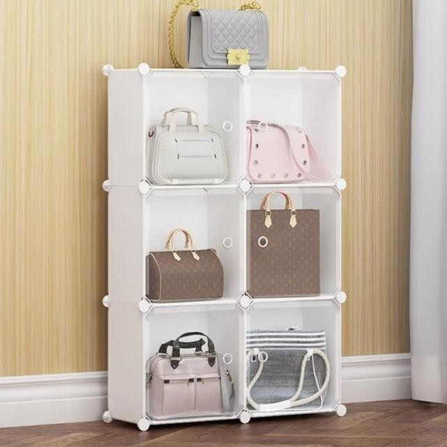 PANAGO SHENARLARIS88 - GISEL RACK2X3&STELLA RACK2X4 LEMARI TAS SUSUN PLASTIK TEBAL KOKOH RAK PENYIMP