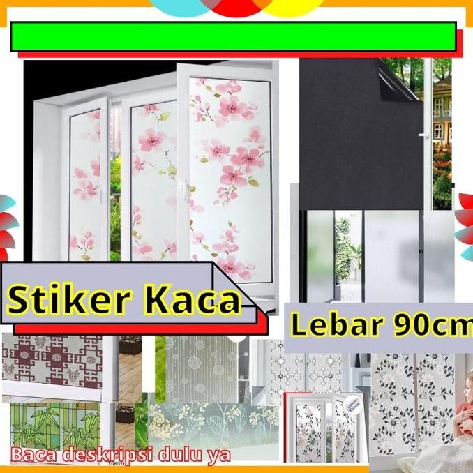 STIKER STICKER KACA LEBAR 90CM SUNBLAST PUTIH TULANG POLOS KOTAK SALJU STICKER JENDELA PINTU HITAM L