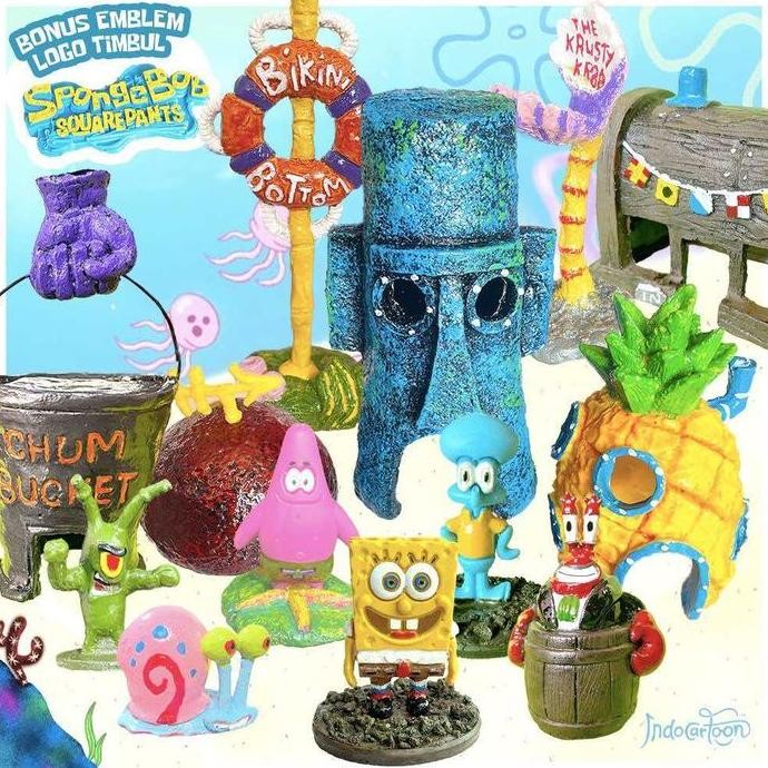 

Terlaris Hiasan Aquarium Rumah Spongebob Squidward Patrick Sahabat Bikini Bottom