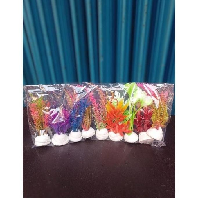 Terlaris Tanaman Plastik Hiasan Aquarium Aquascape Isi 10Pcs/Hiasan Aquarium 1Pak/Hiasan Aquarium