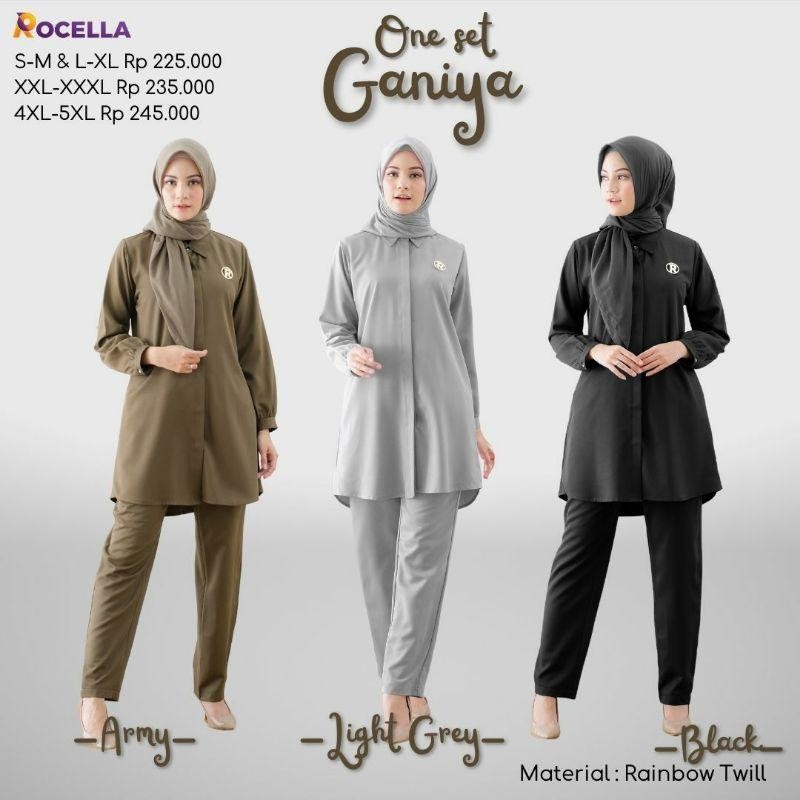 Rocella Oneset Ganiya/Setelan Baju Kantor Wanita Muslimah/Baju Oneset Wanita Muslimah Full Varian Wa