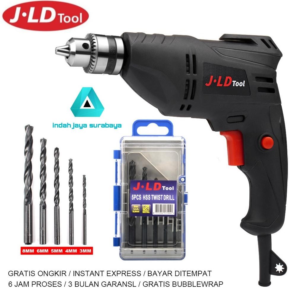 NEW Promo Mesin Bor Listrik 10mm JLD Tools 10-3 Bolak Balik + Mata Bor Besi HSS JLD Set 5 Pcs