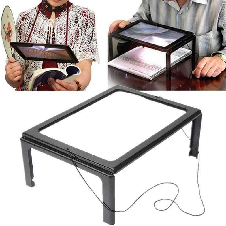 

Newacalox Kaca Pembesar Bentuk Meja Untuk Baca Magnifier With 4 Led 3X - Hl-A4