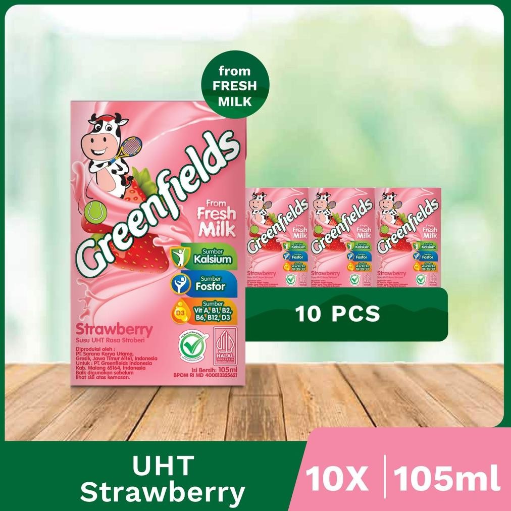 

[Bundling Hemat] }Susu Greenfields UHT Strawberry 105mL x 10psc nUg