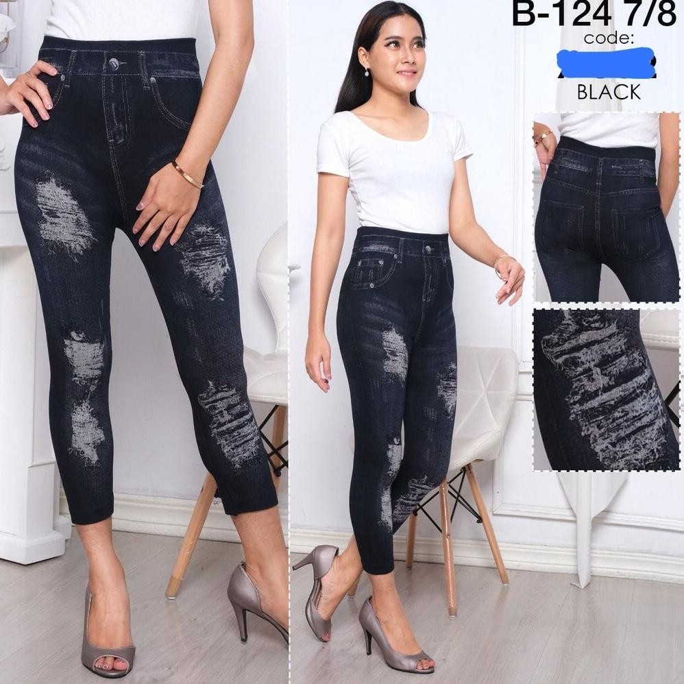 Legging Denim Jeans Highwaist Import / Leging Fashion / Lejing Fit To 80Kg+
