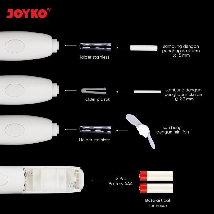 

RB Penghapus Pensil Elektrik & Kipas Angin JOYKO ER-119E Eraser 2 Fungsi