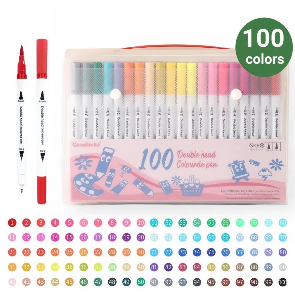 

RB 24HGoodbata Spidol Double Head Drawing Pen Fine Art Watercolor 36/60/80/100/120 Warna Sketsa Spidol Umum General Marker Set Animation Markers / Twin Market Set Spidol Spisol Dua Sisi Spidol Dua Mata