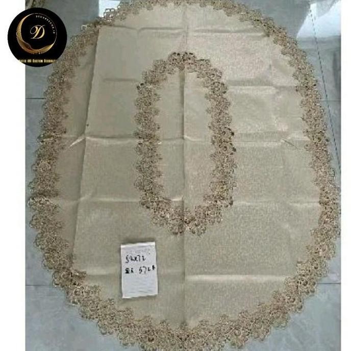 Promo Decardecor - Taplak Meja Tamu Oval Bordir Mewah 6-8 Kursi Taplak Meja Modern