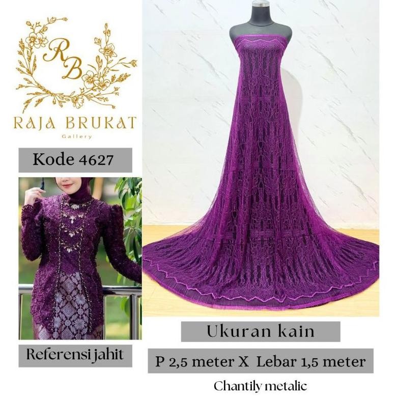 SY Kain Panel Brukat Semi Prancis Chantily Metalic - 4627 - - Panjang 2,5 M Lebar 1,5 M - Kain Bruka