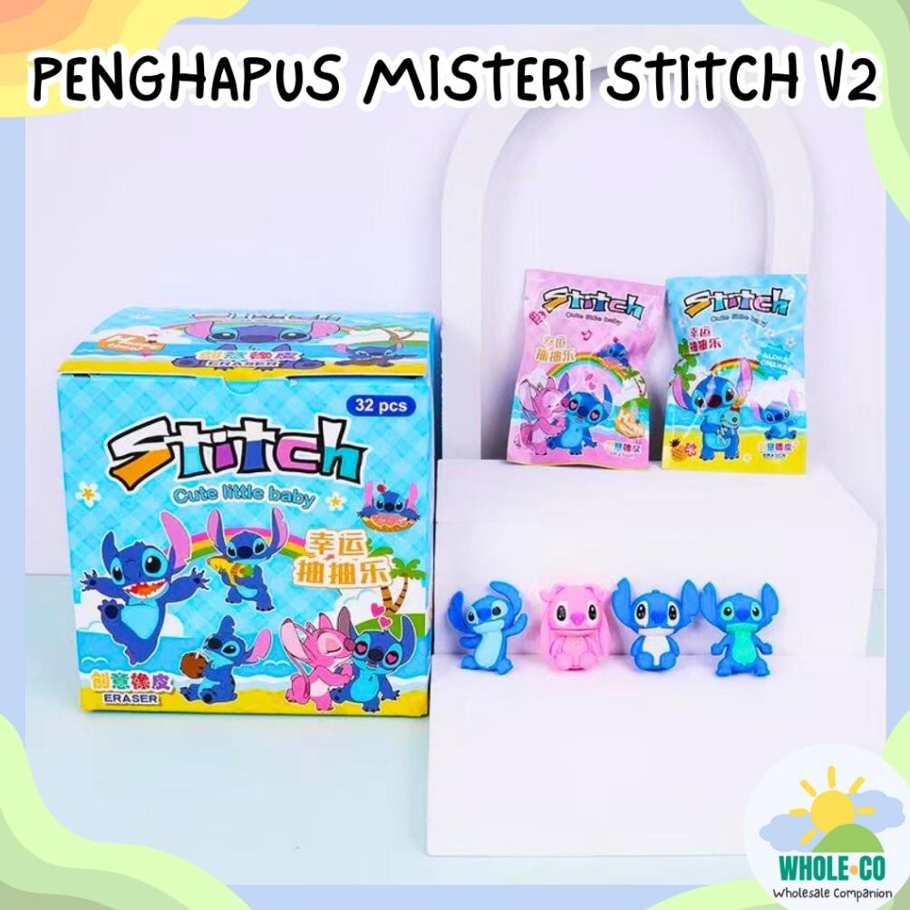 

RB (1 Box Isi 32 Pcs) Penghapus Misteri Paket Stitch V2 Karakter Lilo & Stitch Angel Lucu Unik Imut Grosir Cod