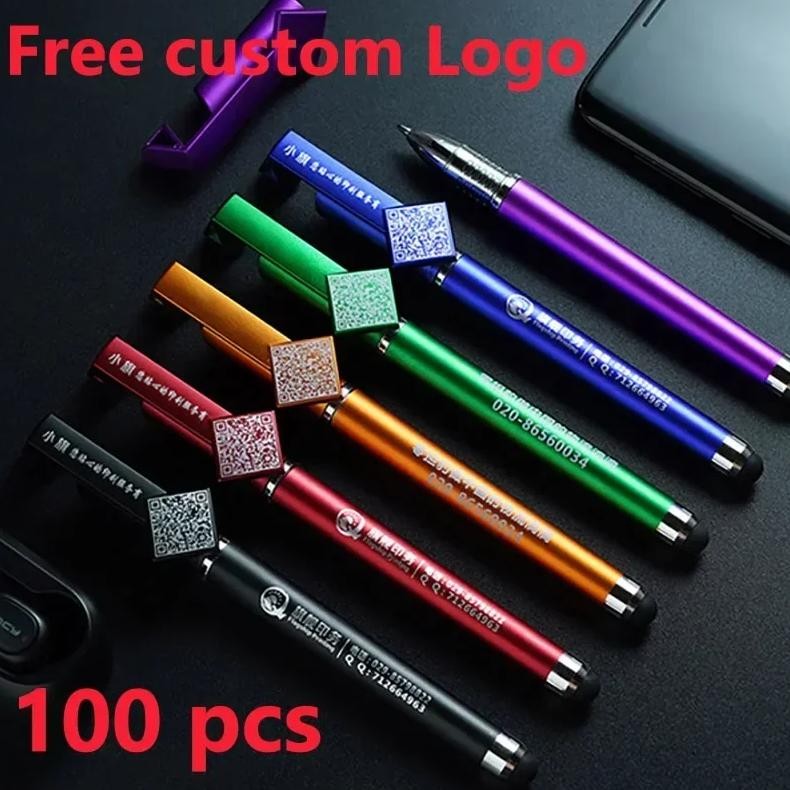 

100 Pcs /Lot Touch Signature Pen Custom Logo Qr Code 0.5Mm Black Advertising Gel Pen Wholesale Multi Function Pen