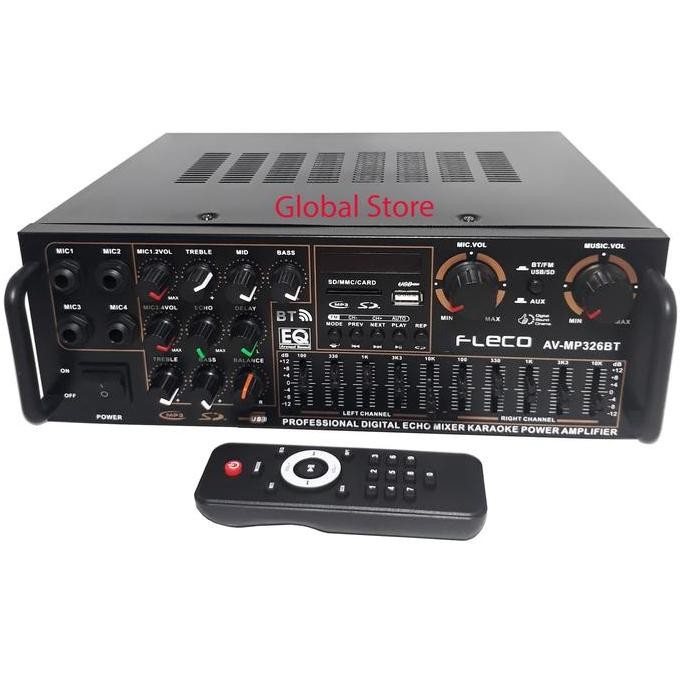 Power Amplifier Fleco 326A Ampli Bluetooth Stereo Karaoke New Stok
