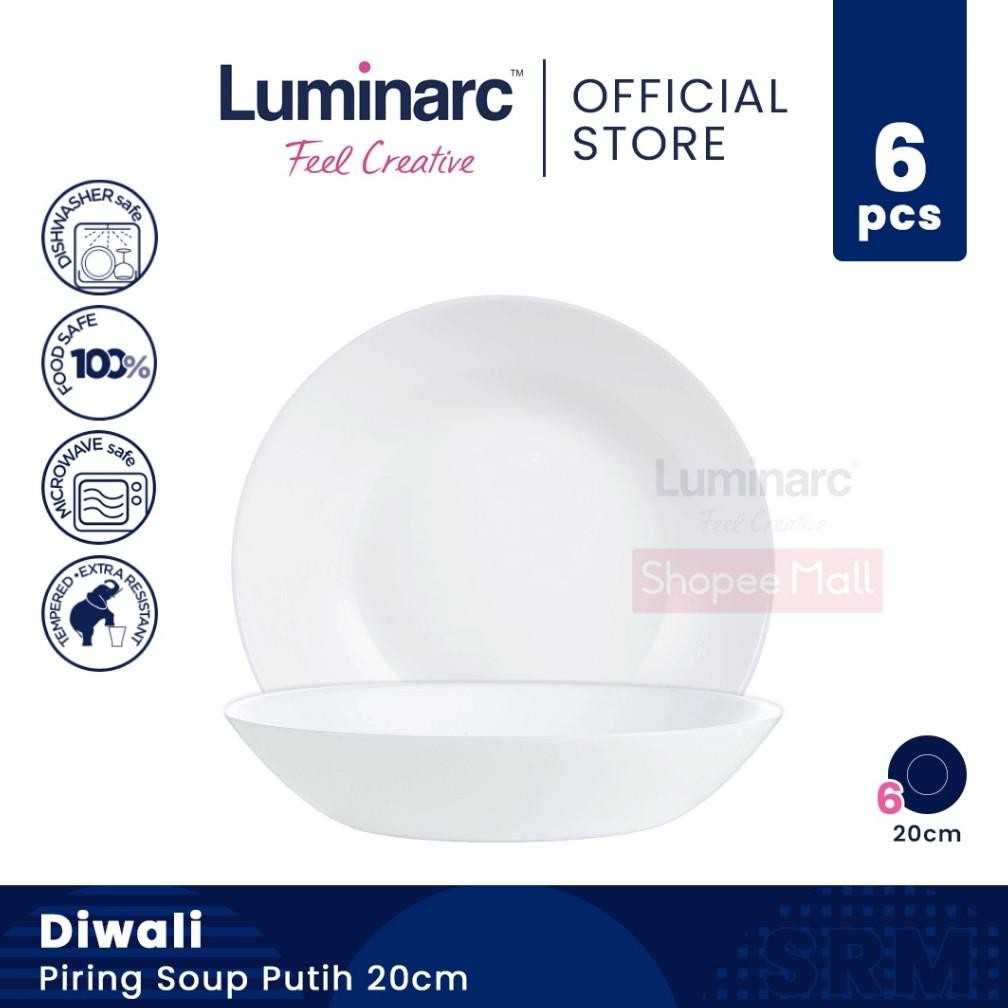 RADEN LUMINARC Piring Soup/Deep Plate Diwali Putih 20cm - 6pcs