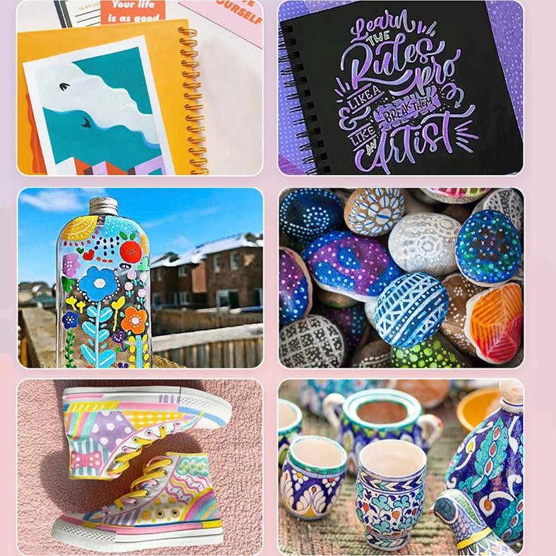 

RB Colors Pen Akrilik Marker Warna Cepat Kering Tahan Air Acrylic rMenggambar Kreativitas Seni Edukas